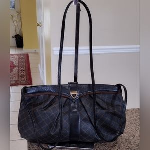 Bally Monogram Coated Canvas & Leather Shoulder Bag 12" X 7"